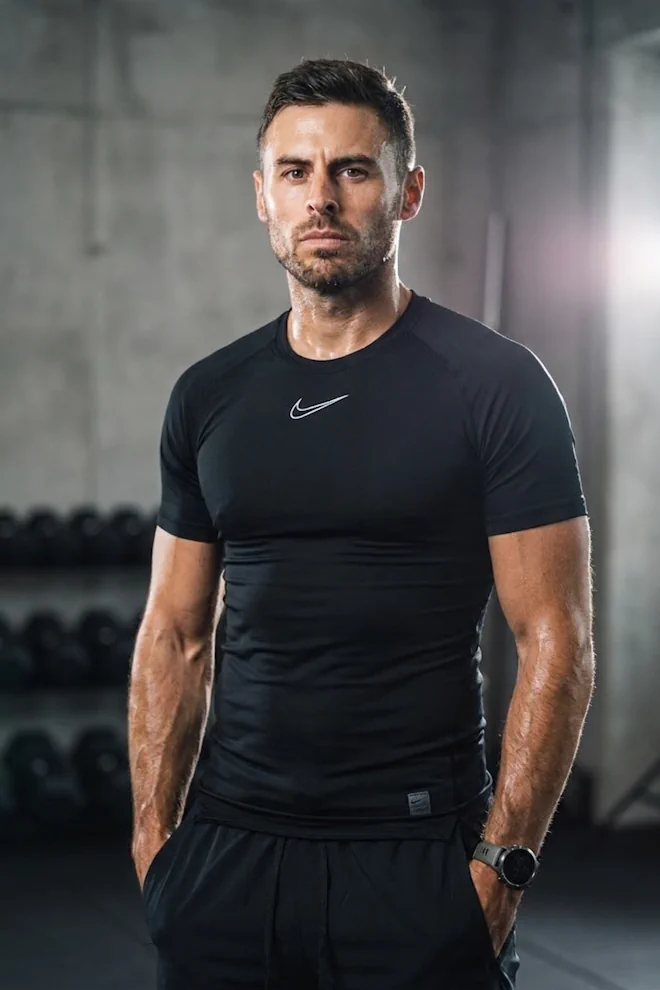AI fitness photoshoot sample with athletic campaign lighting