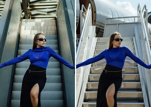 Before and after an AI background change
